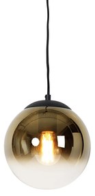 Inteligentna lampa wisząca czarna ze złotym szkłem 20 cm w tym Wifi A60 - Pallon ArtDeco Oswietlenie wewnetrzne