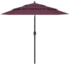 Bordowy parasol ogrodowy z aluminiowym słupkiem R1-M25