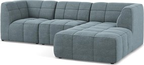 Niebieski narożnik z materiału bouclé (prawostronny/z szezlongiem) Aloha – Makamii
