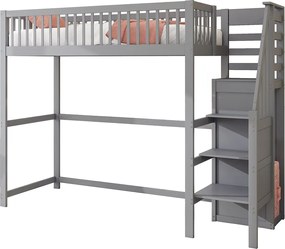 Łóżko drewniane antresola 90x200cm - z szafą - Szare