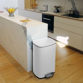 Spirella Kosz na śmieci z pedałem soft-close Akira 50 l, matowy biały, 50 l