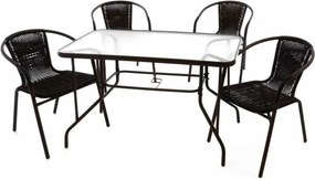 Zestaw mebli ogrodowych, 4 krzesła, szklany stół