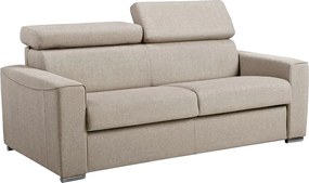 Kanapa 3-osobowa rozkładana typu express z beżowej tkaniny z siedziskiem z pianki z pamięcią kształtu - Powierzchnia 140 cm - Materac 16 cm z siedziskiem z pianki z pamięcią kształtu VIZIR