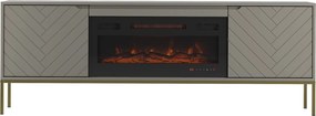 Szafka RTV z kominkiem Aspen 02 cashmere/złoty 180 cm