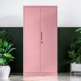 Szafa gospodarcza zamykana DAWID, 900 x 1850 x 450 mm, Fresh Style: pudrowy róż