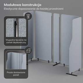 Przegroda biurowa akustyczna Sadie, kolor Moon Dust, rozmiar 260/145 cm