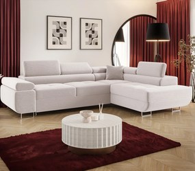 Kremowy sztruksowy narożnik rozkładany M4-L50