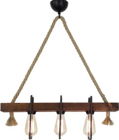 Drewniana lampa wisząca Demir, 3 żarówki