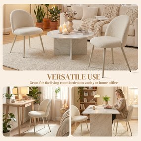 HOMCOM Krzesła do jadalni, krzesła kuchenne, miękkie tapicerowane chenille, 50,5 x 57,5 x 78,5 cm, kremowobiały | Aosom PL