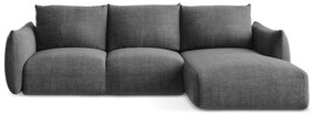 Ciemnoszary rozkładany narożnik (prawostronny/z szezlongiem) Leila – Makamii