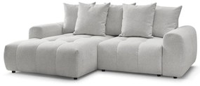 Jasnoszary rozkładany narożnik z tkaniny szenilowej ze schowkiem (lewostronny/z szezlongiem) Roxelane – Bobochic Paris