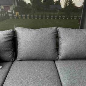 Zestaw Mebli Ogrodowych Jadalnianych TEXAS Narożny dla 6 Osób Sofa Stół Ławka SZARY