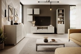 Szafka RTV Asha 167 cm wisząca z szufladą i wnęką - kaszmir