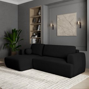 Masseno Narożnik SENTI z funkcją spania i pojemnikiem na pościel Narozniki L, Rozkładana sofa - Czarny, NOW OR NEVER 100