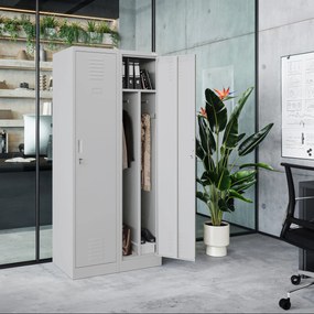 Szafka ubraniowa BHP szara: czterokomorowa KACPER, 800 x 1800 x 500 mm