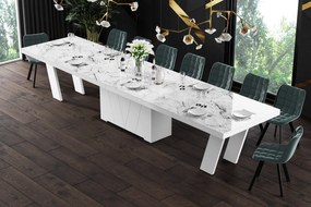 Stół w wysokim połysku Grande 160 Hubertus rozkładany do 412 marmur/biały