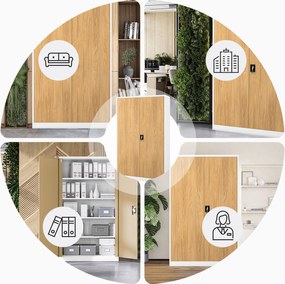 Szafa biurowa metalowa Biały/ Złoty dąb: Eco Design JAN II