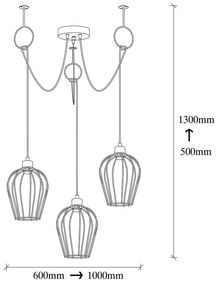 Czarna lampa wisząca z 3 kloszami Opviq lights Tel Chain