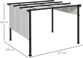Outsunny Markiza przeciwsłoneczna. Pergola, odporna na warunki atmosferyczne, w zestawie materiały montażowe, 3 x 3,5 m, ciemnoszary | Aosom PL