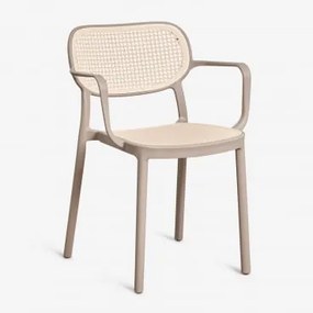 Pakiet 2 Sztuk Sztaplowanych Krzeseł Do Jadalni Z Podłokietnikami Z Polipropylenu Omara Moka Brown - Sklum