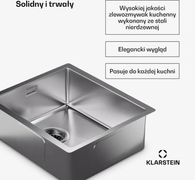 Klarstein TitanSteel zlewozmywak kuchenny o wymiarach 45 x 39cm (dł. x szer.)