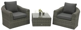 Rattanowy zestaw modułowy BORNEO LUXURY dla 2 osób (szary)