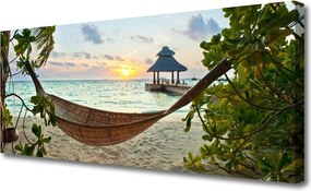 Fotoobraz na płótnie Relaks w Hamaku na Plaży