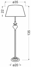 Srebrna lampa podłogowa z abażurem - T031 - Greko