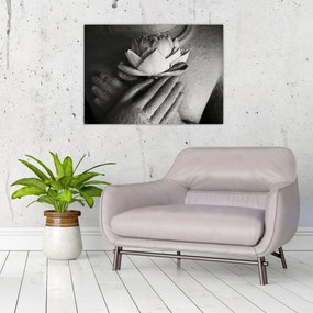 Obraz - Lotos w rękach Buddy (70x50 cm)