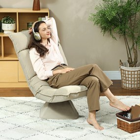 HOMCOM Obrotowy Krzesło Podłogowy z 5-pozycyjnym Regulowanym Oparciem, Nowoczesny Fotel Tapicerowany, Beżowy