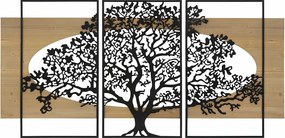 Zestaw 3 Paneli Ściennych 3D Drzewo z Czarnego Metalu i Płyty MDF 176x90 cm, Asymetryczny Design