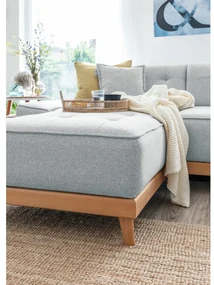 Jasnoszara rozkładana sofa w kształcie litery "U" Miuform Dazzling Daisy, prawostronna