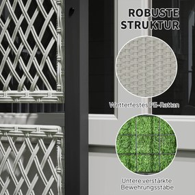 Outsunny Wysoki rabat z kratką w stylu rattanowym, skrzynia na rośliny z podporą 90 x 35 x 148cm Szary | Aosom PL