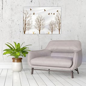 Obraz na szkle - Jeleń przed rzeką (70x50 cm)