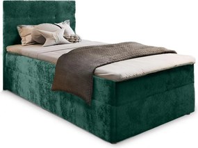 Tapicerowane łóżko kontynentalne GLORIEN VELVET 90x200 cm ciemnozielone Materac: Materac sprężynowy Bonell