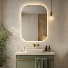 Lustro dekoracyjne prostokątne z podświetleniem ROUND Pure LED| Różne rozmiary | Różne kolory : Kolor tafli szkła - Srebrny, Rozmiar - 60 x 100 cm