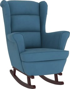 Niebieski tapicerowany fotel bujany uszak P7-F88