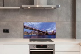 Panel szklany do Kuchni Wieżowce i Most o Zachodzie