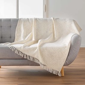 Kremowy koc z mieszanki bawełny 125x150 cm Ziggy – douceur d'intérieur