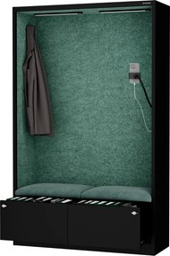 Szafa akustyczna do biura i szkoły Sally MentalBox, 115 x 40 x 185 cm, czarny/zielony