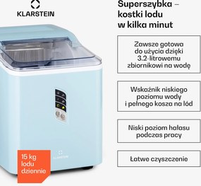 Klarstein Albaron 12kg/24h 1,5L Kostkarka do Lodu Niebieski Pastelowy