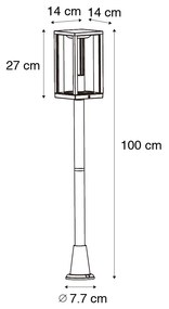 Zewnetrzna Stojąca lampa zewnętrzna czarna przydymiona 100 cm IP44 - Charlois Nowoczesny Oswietlenie zewnetrzne