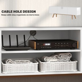 HOMCOM Komoda TV z Szufladami i Otwartymi Półkami, MDF, 150 x 39 x 50 cm, Biały