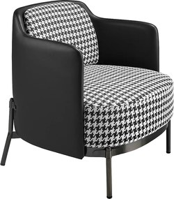 Czarno-biały fotel z tkaniny i czarnej skóry ekologicznej 5139 ANGEL CERDA