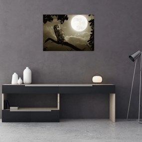 Obraz - Nocna sowa, złoty (70x50 cm)