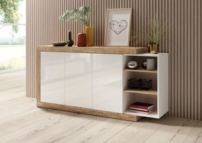 Komoda SINTRA 3D 180cm dąb samdal/biały połysk HELVETIA