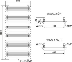 Mexen Akan grzejnik łazienkowy 1080 x 500 mm, 784 W, biały - W121-1080-500-00-20