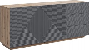 Komoda Asha 167 cm dwudrzwiowa z szufladami - artisan / rivier stone mat