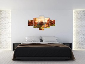 Obraz rzeki w jesiennym krajobrazie, obraz olejny (125x70 cm)