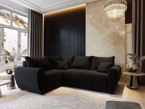 Masseno Narożnik MADISON z funkcją spania i pojemnikiem na pościel Narozniki L, Rozkładana sofa - Czarny, SAWANA 14